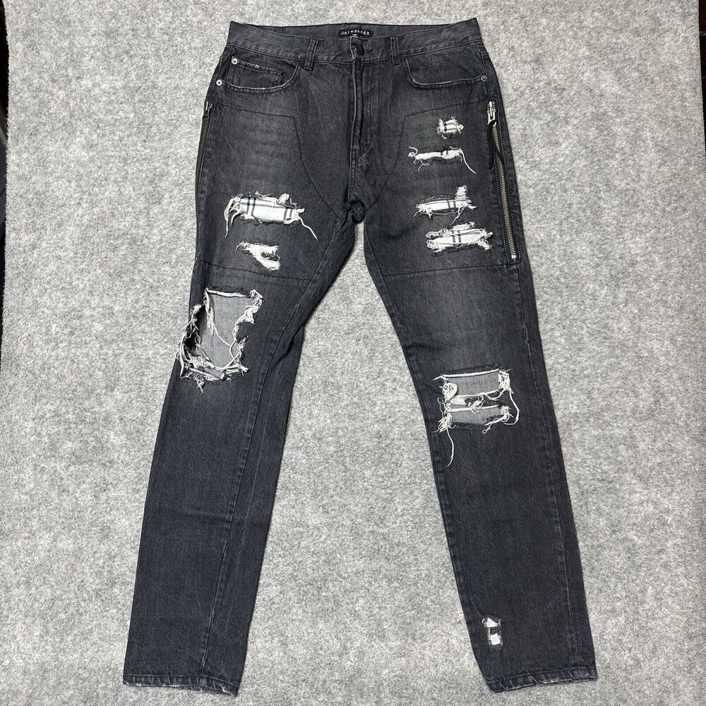 Men's Distressed Goth Punk Jeans Size 34 Black Denim Goth Jaywalker‎
